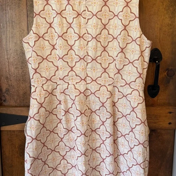 Boden Talia Trellis Sheath Drwss Cream and Pink Patterned Garment 10R - Picture 4 of 6
